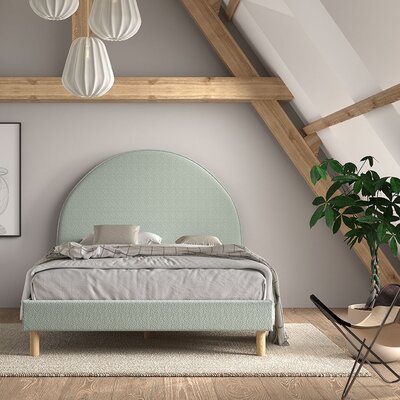 Moon bed 140 x 200 cm bouclé Olijfgroen