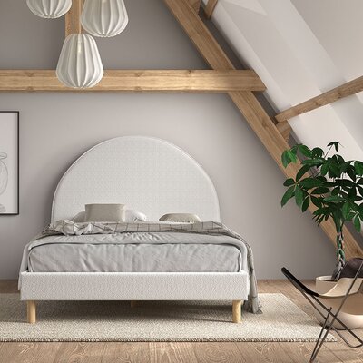 Moon bed 140 x 200 cm bouclé Wit