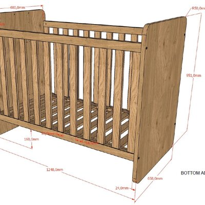 Sam doorgroeibed 60 x 120 cm + 90 x 200 cm Eik