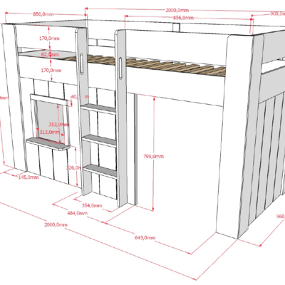 Reno halfhoogslaper 90 x 200 cm Wit
