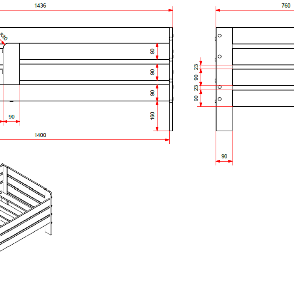 Tod peuterbed (71) 70 x 140 cm Grijs