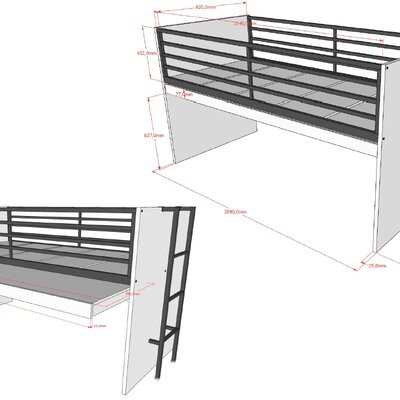 Sam halfhoogslaper (85) 90 x 200 cm Wit/zwart