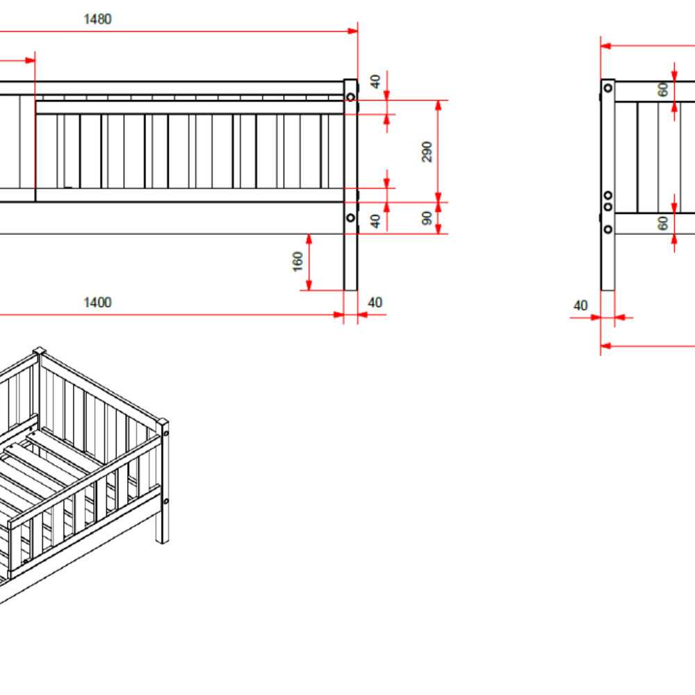 Tod peuterbed (70) 70 x 140 cm Grijs