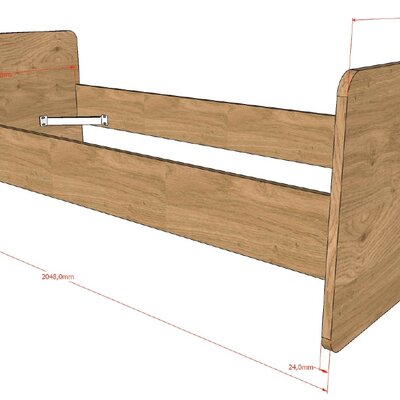 Sam doorgroeibed 60 x 120 cm + 90 x 200 cm Eik