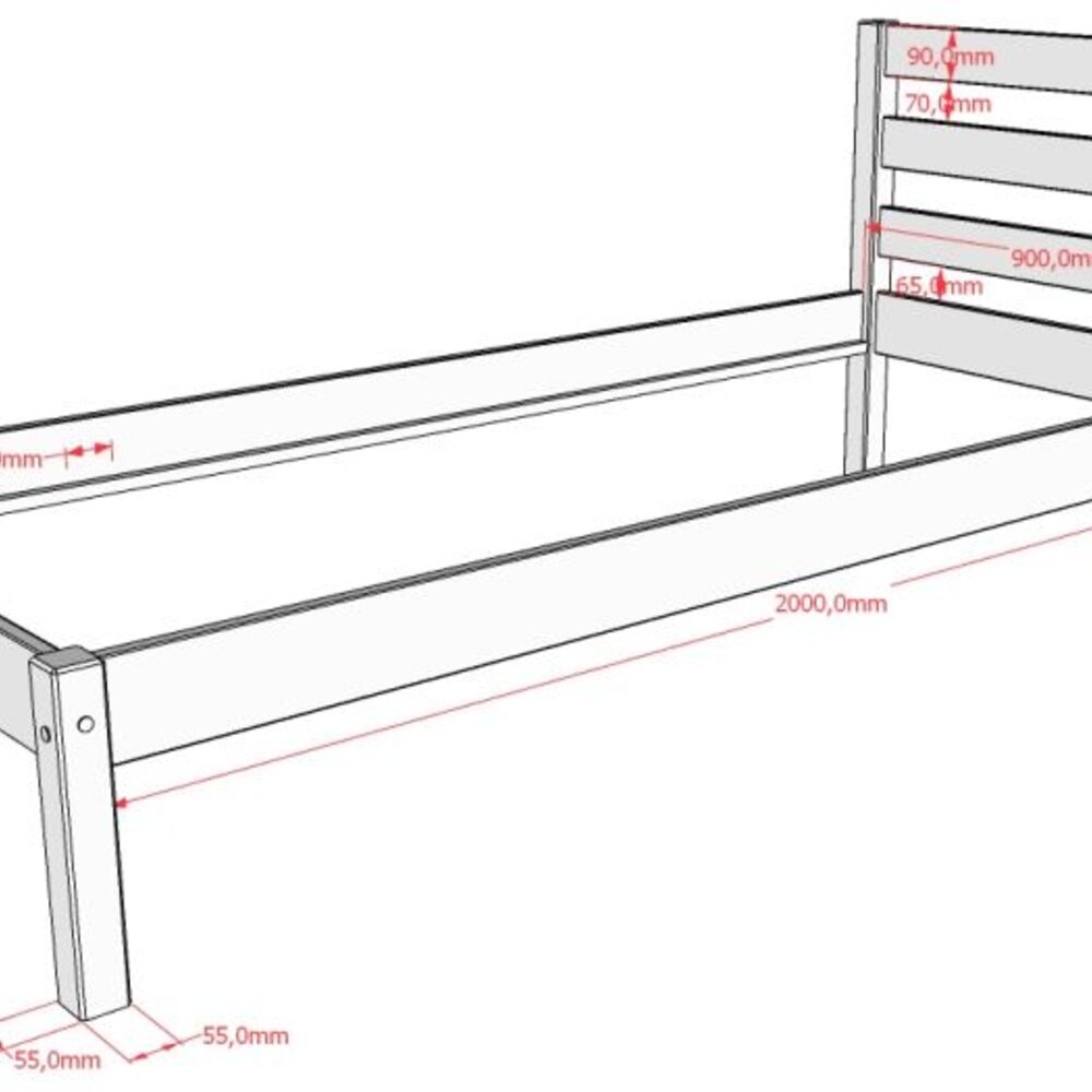 Pino bed 90 x 200 cm Natuur