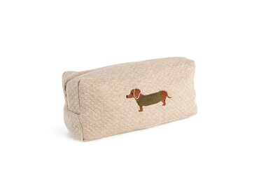 Toilettas Teckel Max losange camel trui Khaki