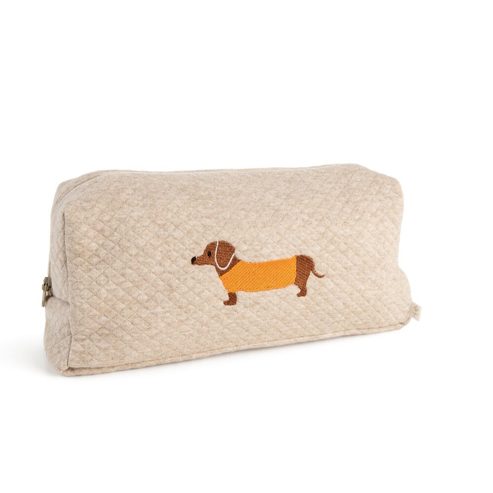 Toilettas Teckel Max losange camel trui Oranje