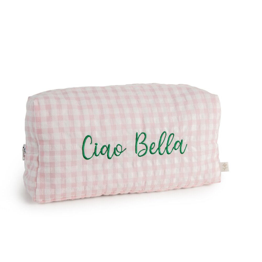 Toilettas Ciao Bella (vichy roze - groen)