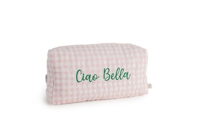 Toilettas Ciao Bella (vichy roze - groen)