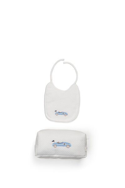 Geschenkset sportauto: toilettas + luxe bavet Wit