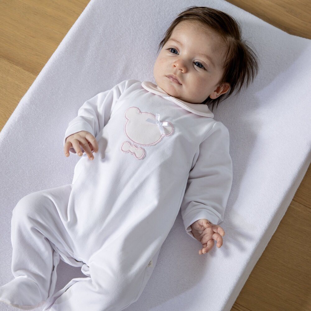 Babypakje Jule wit & berenkopje Roze