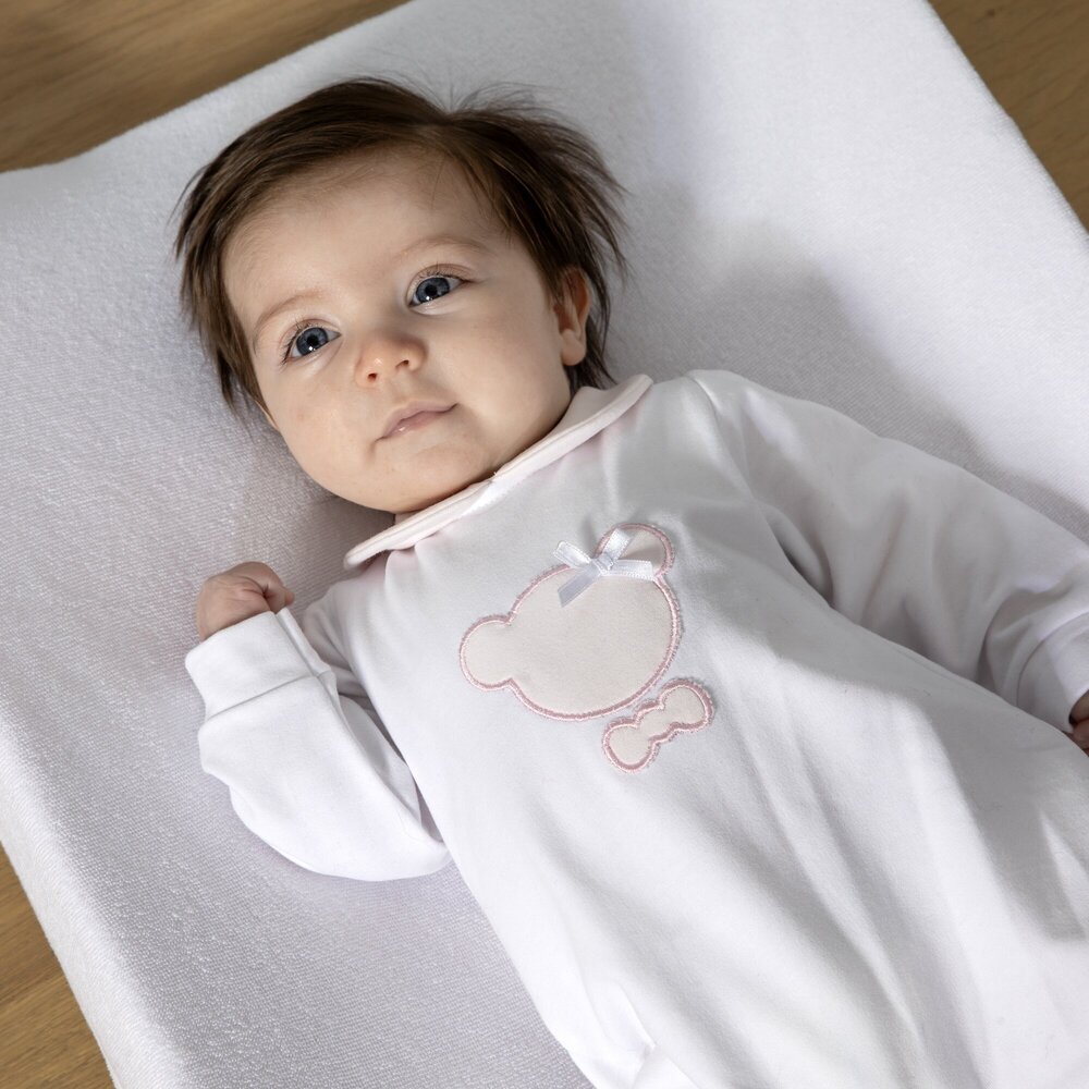 Babypakje Jule wit & berenkopje Roze