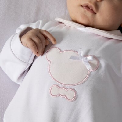 Babypakje Jule wit & berenkopje Roze