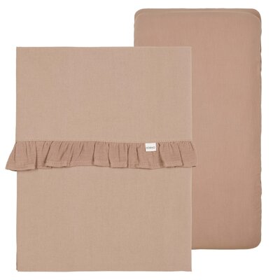 Ledikantlaken en hoeslaken set ruffle Faro caffe