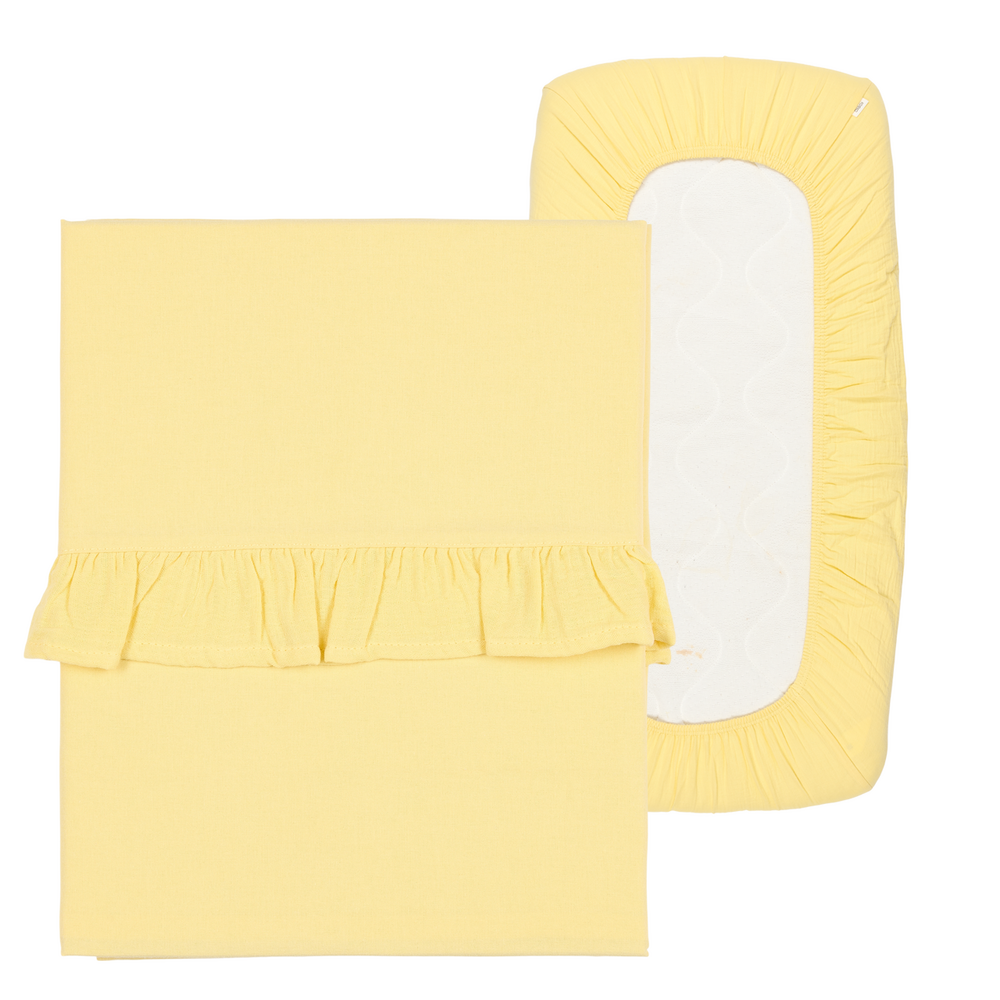 Ledikantlaken en hoeslaken set ruffle Faro Honey