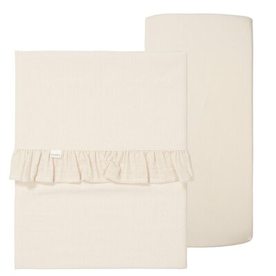 Ledikantlaken en hoeslaken set ruffle Faro warm white Ledikantlaken en hoeslaken set ruffle Faro warm white