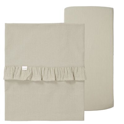 Ledikantlaken en hoeslaken set ruffle Faro sage