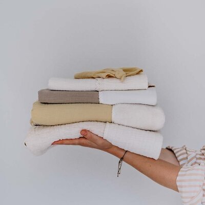 Ledikantdeken cotton fleece wafel Faro Caffe