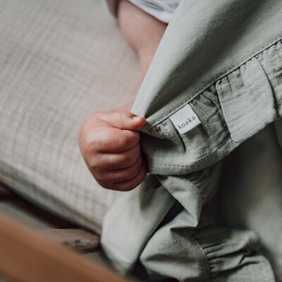 Ledikantdeken cotton fleece wafel Faro Sage