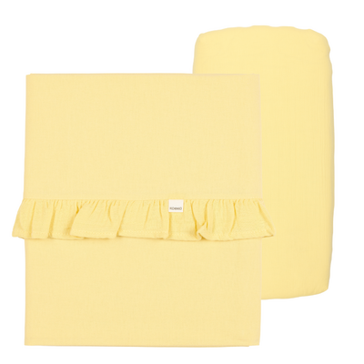 Ledikantlaken en hoeslaken set ruffle Faro Honey Ledikantlaken en hoeslaken set ruffle Faro Honey