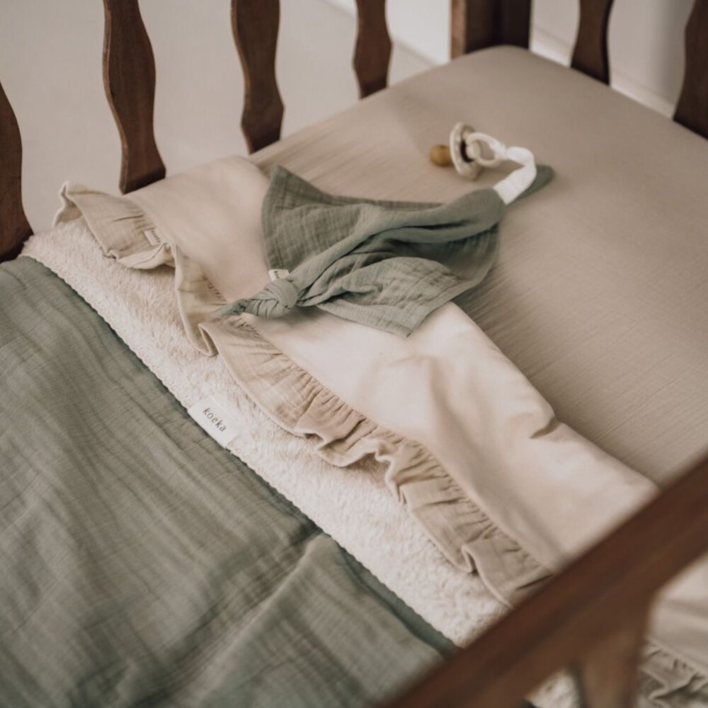 Ledikantlaken en hoeslaken set ruffle Faro warm white