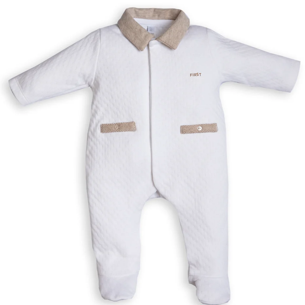 Babypakje met teddy in bont achteraan White