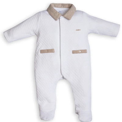 Babypakje met teddy in bont achteraan White