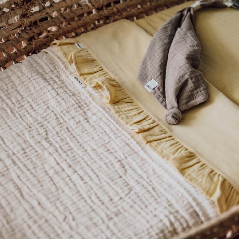 Ledikantlaken en hoeslaken set ruffle Faro Honey