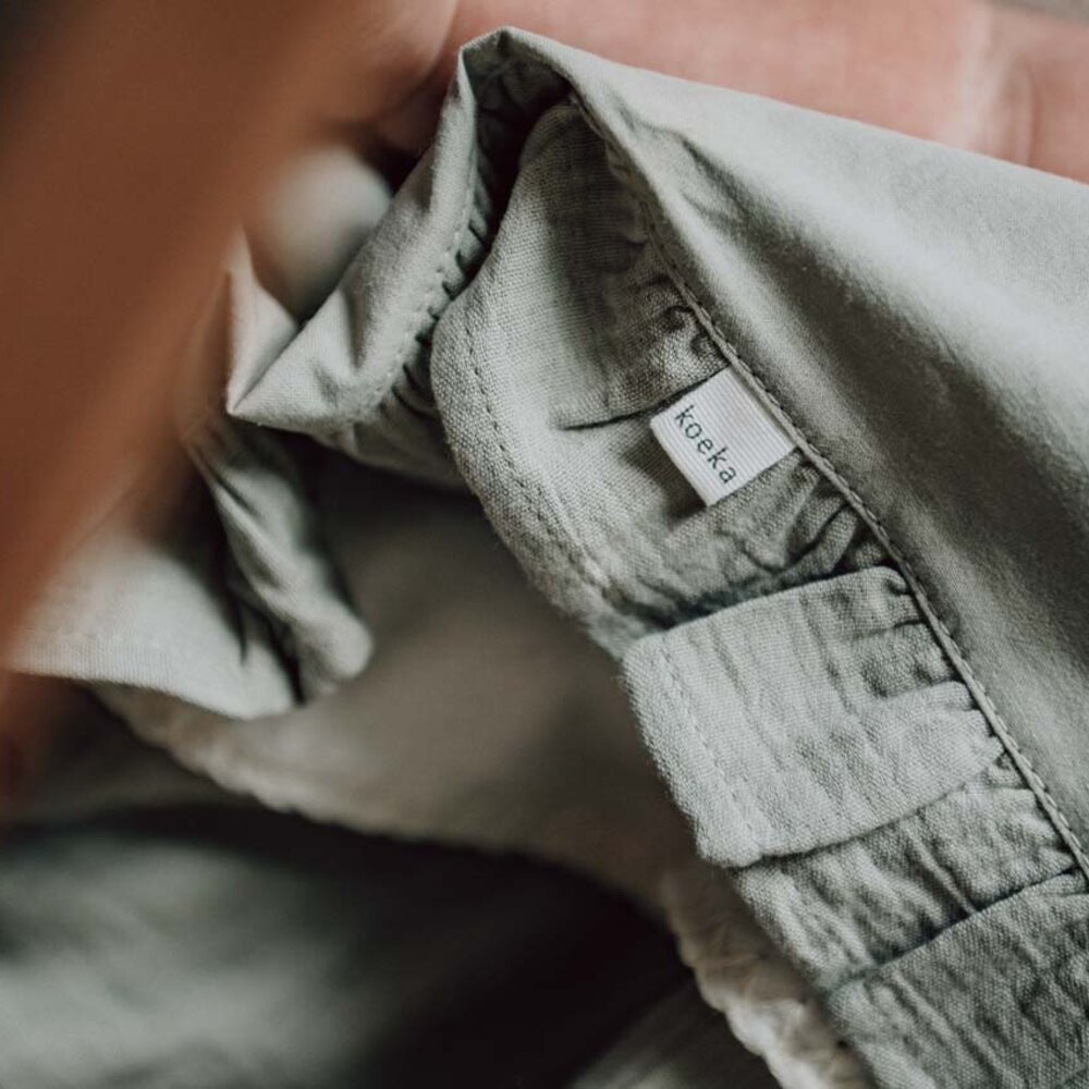 Ledikantlaken en hoeslaken set ruffle Faro sage