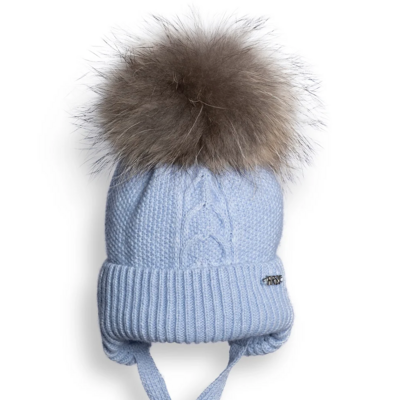 Muts gebreid met pompom Azzuro