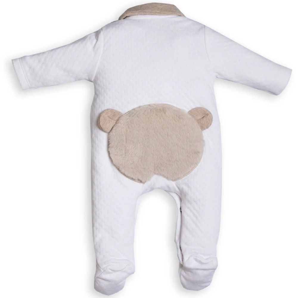 Babypakje met teddy in bont achteraan White