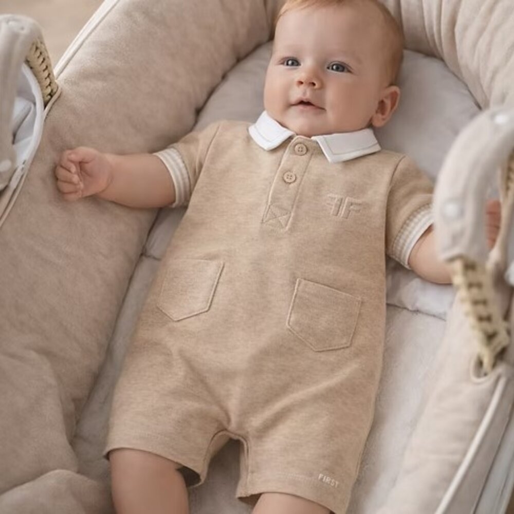 short romper FIRST®Signature Beige short romper FIRST®Signature Beige
