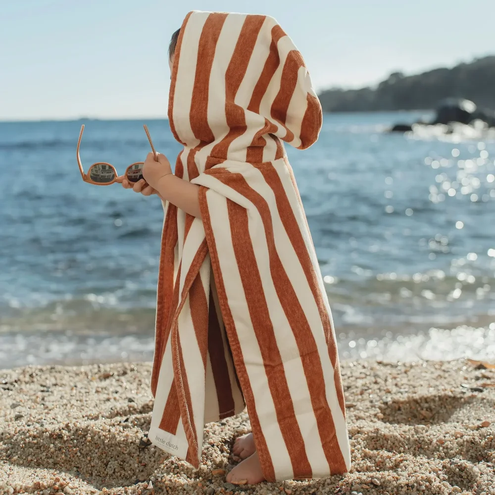 Beach Poncho Ocean World Brown Stripe