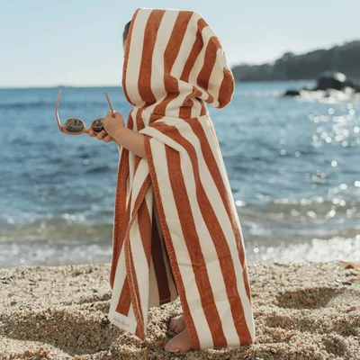 Beach Poncho Ocean World Brown Stripe