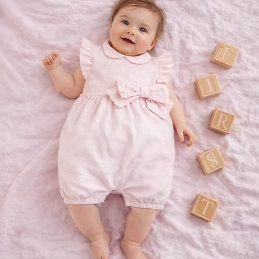 Romper met organza strik signature Pink