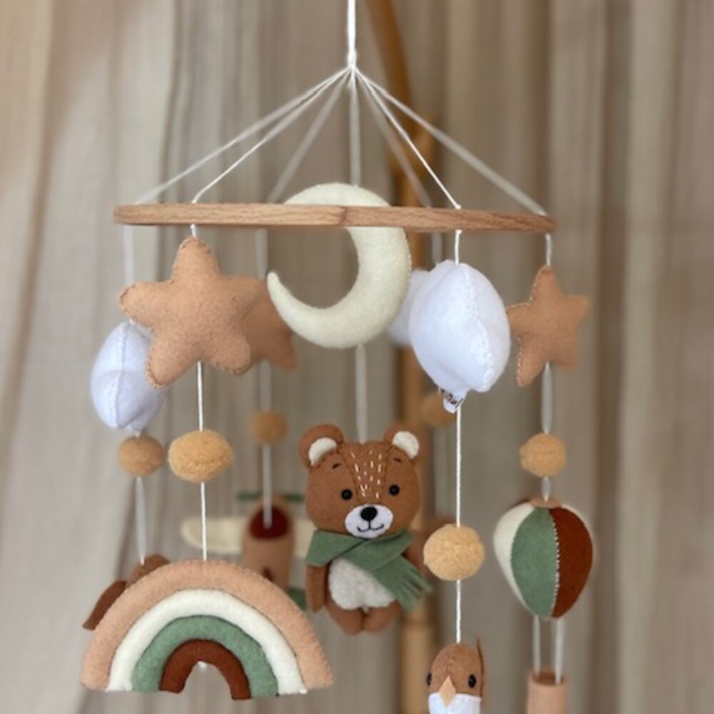 Babymobiel - handgemaakt Autumn Teddy