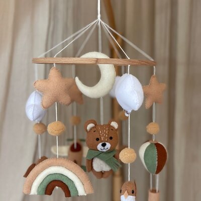 Babymobiel - handgemaakt Autumn Teddy