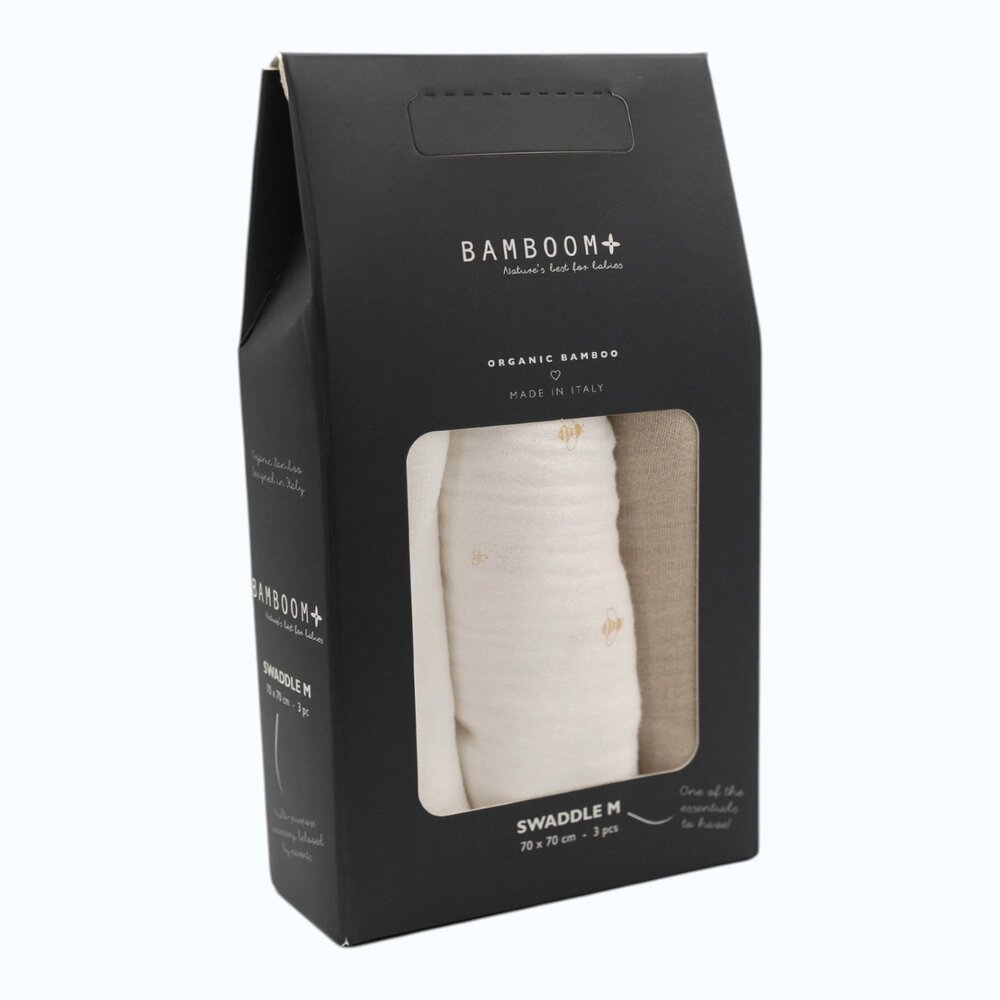 Swaddle Muslin Medium multifunctioneel - 75x75cm - set van 3 Bee's