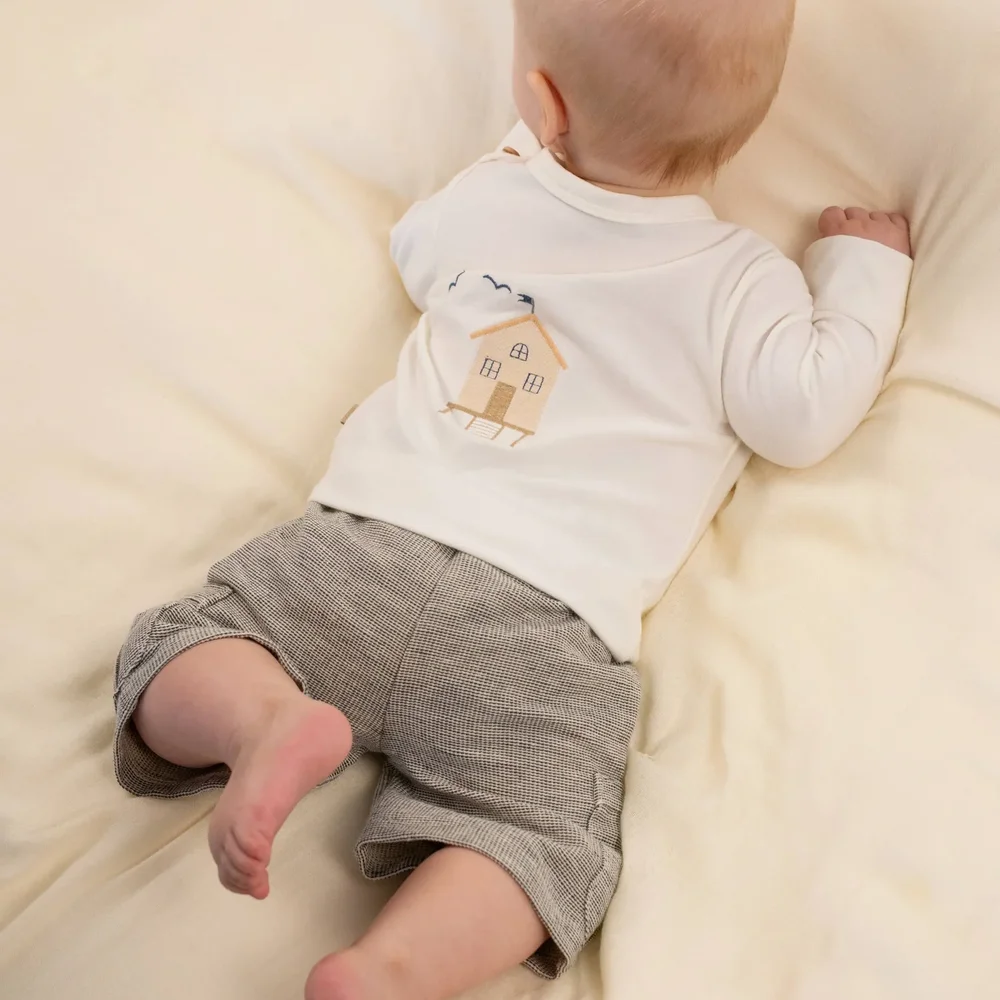 Shirt with Surf House Embroidery Offwhite