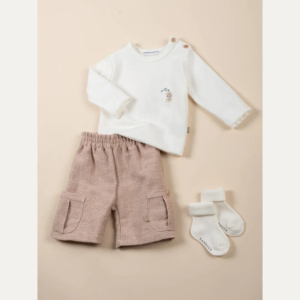 Shirt with Surf House Embroidery Offwhite