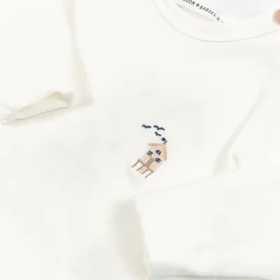 Shirt with Surf House Embroidery Offwhite