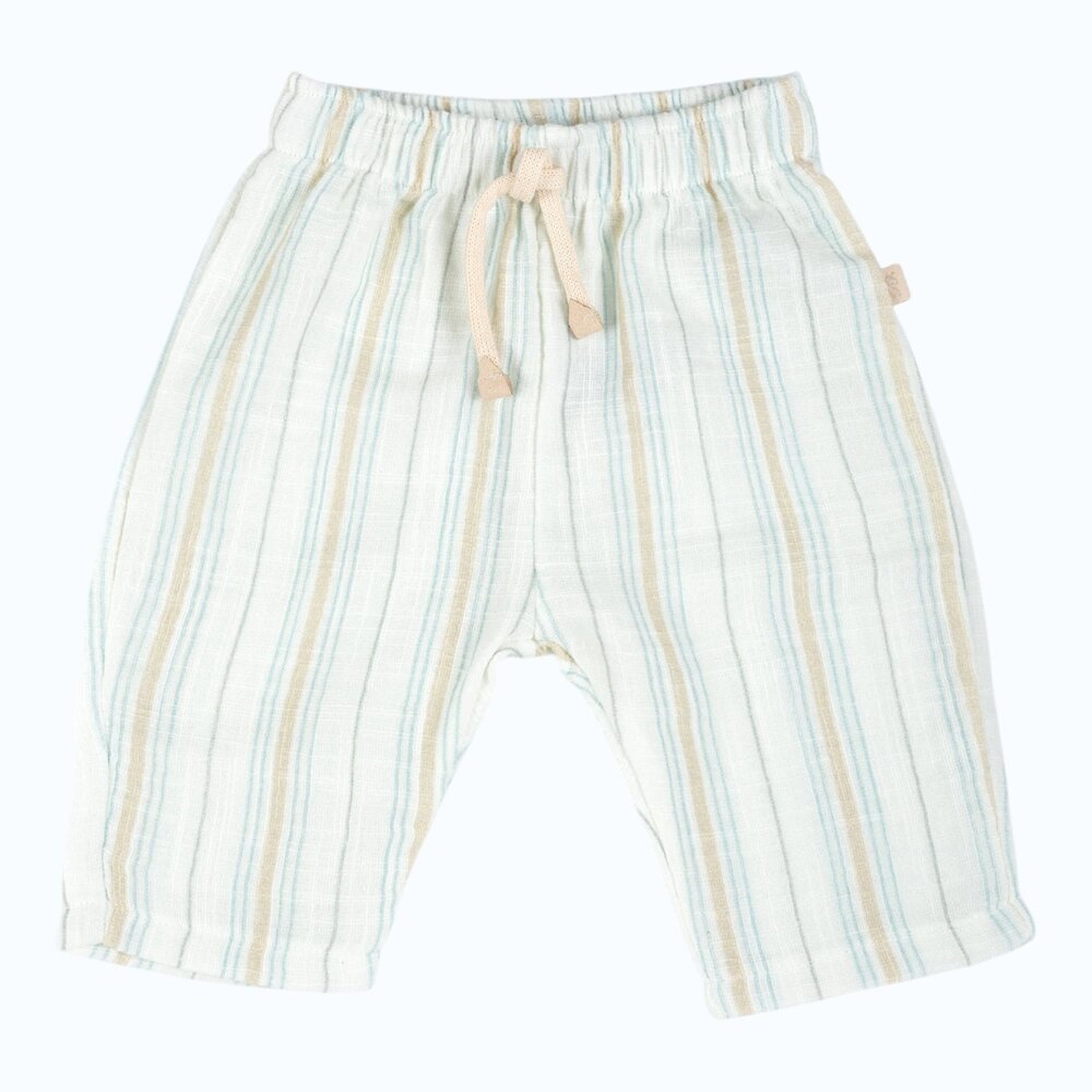 Pants Lino Look Stripe White/Blue