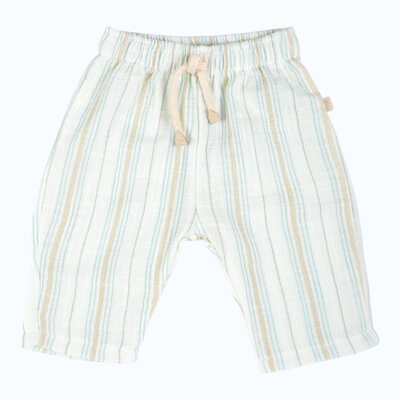 Pants Lino Look Stripe White/Blue