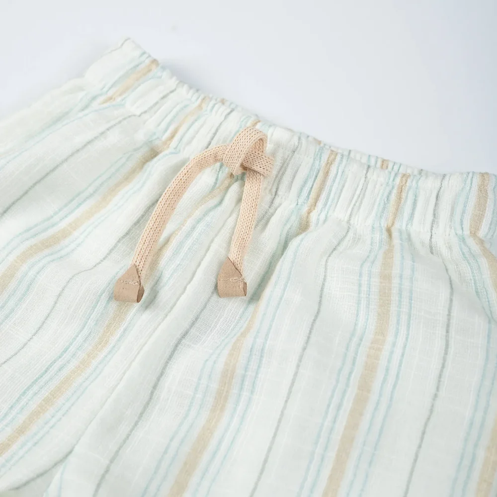 Pants Lino Look Stripe White/Blue