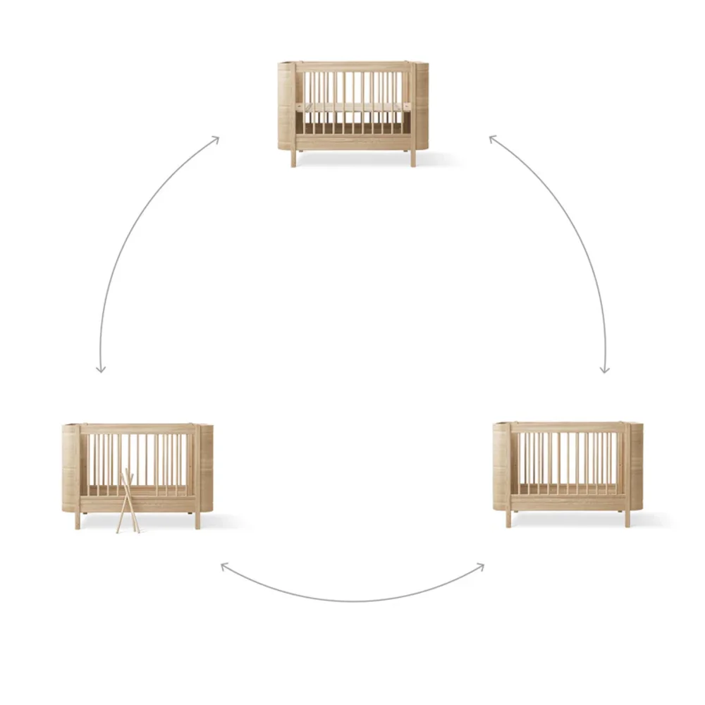 Mini+ cot bed, 68x122 cm Oak