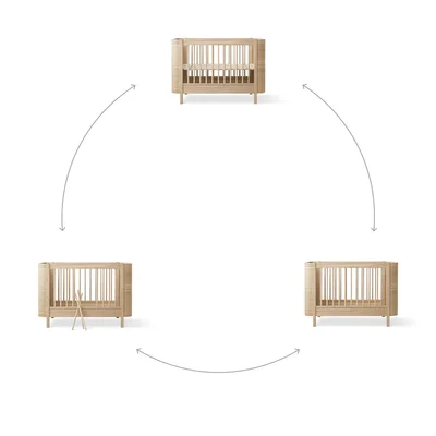 Mini+ cot bed, 68x122 cm Oak