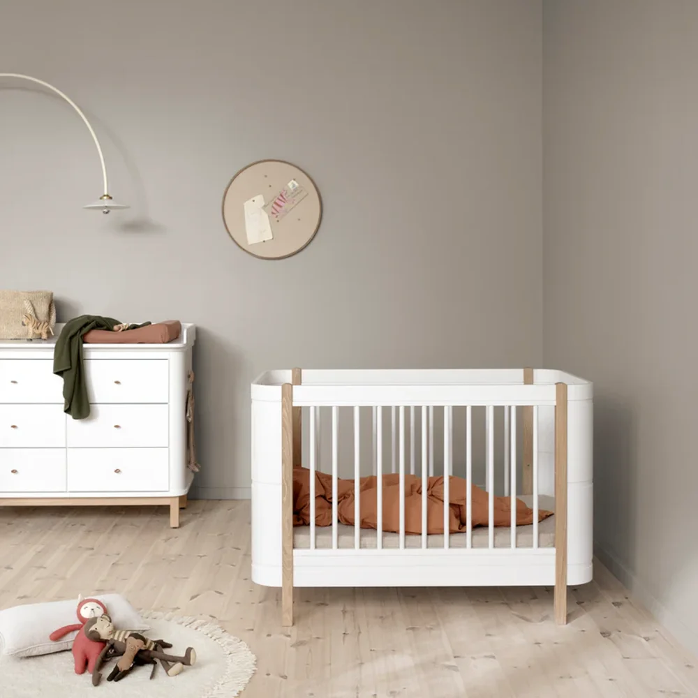 Mini+ cot bed, 68x122 cm White/oak