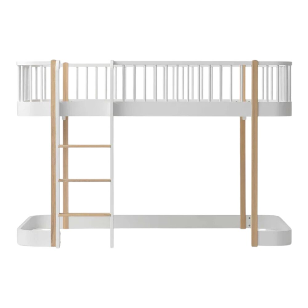 Original low loft bed 138 cm, 90x200 cm White/oak