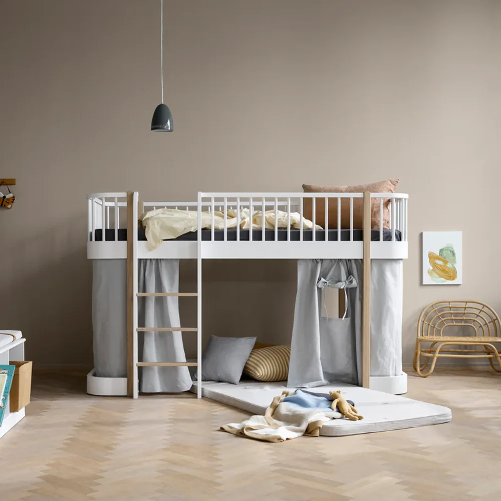 Original low loft bed 138 cm, 90x200 cm White/oak