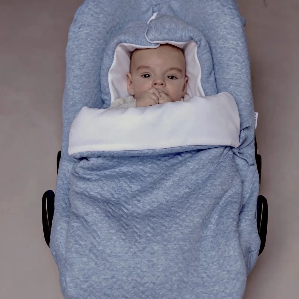 Chevron Voetenzak/Engelennestje 5-punts gordel Denim Blue